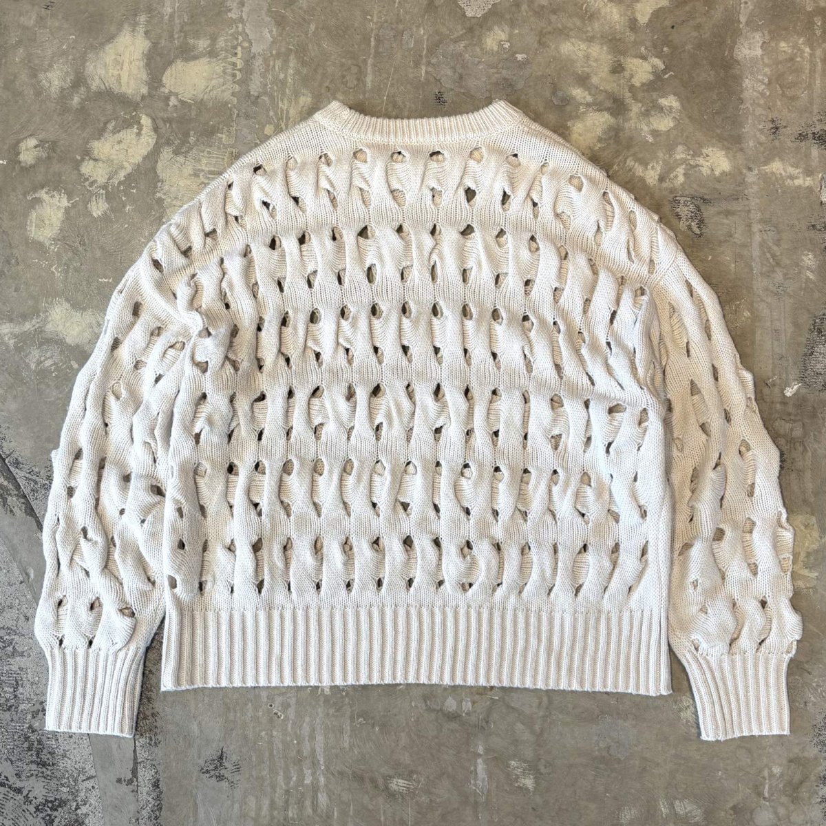 画像2: MONOTONE MESH DESIGN KNIT SWEATER / Mens L (2)