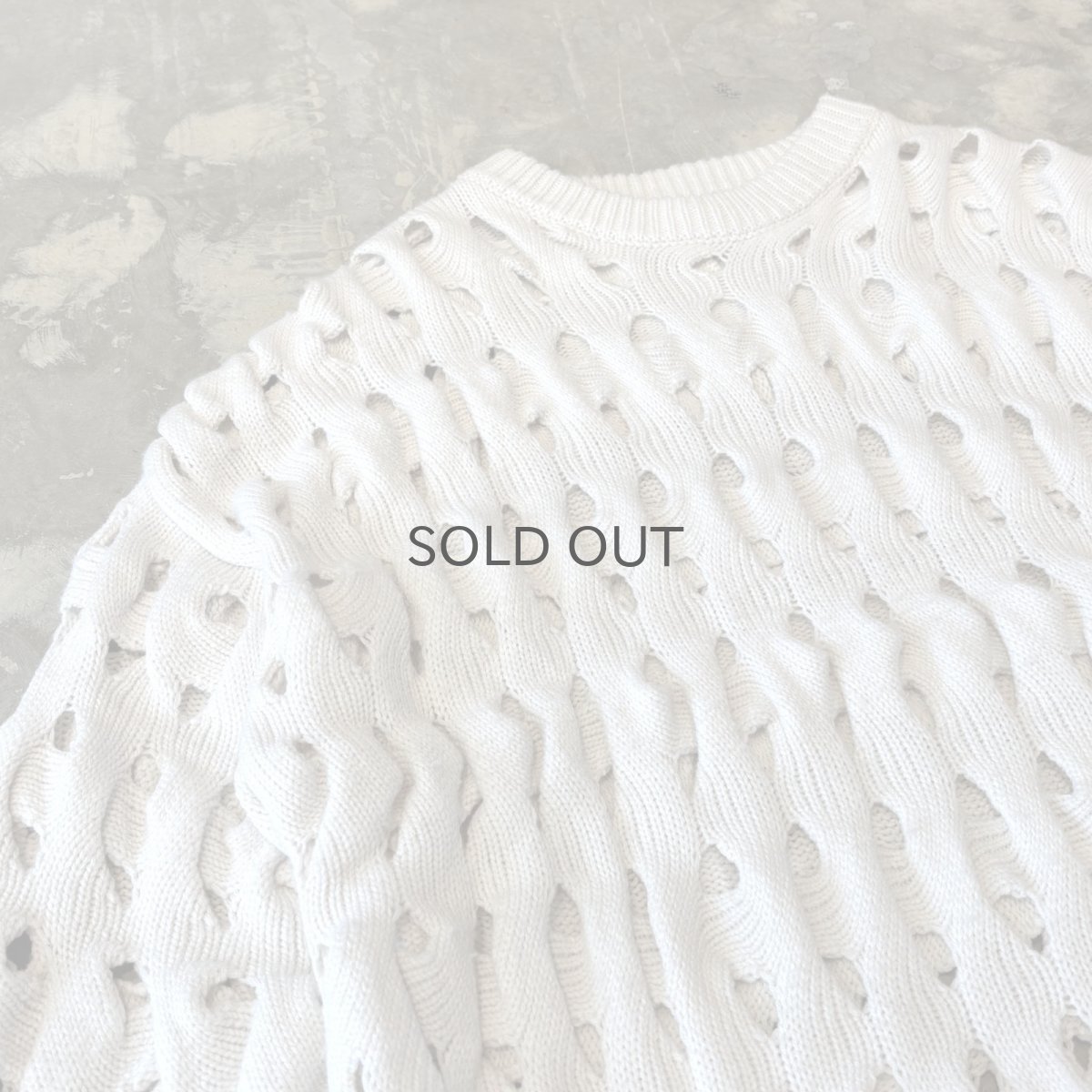 画像3: MONOTONE MESH DESIGN KNIT SWEATER / Mens L (3)