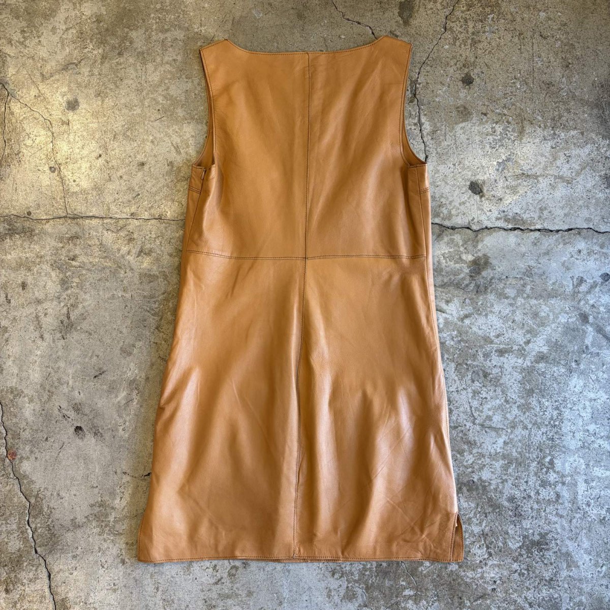 画像2: LAMB SKIN LEATHER DESIGN N/S ONE-PIECE / Ladies S~M / MADE IN USA (2)
