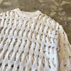 画像4: MONOTONE MESH DESIGN KNIT SWEATER / Mens L (4)