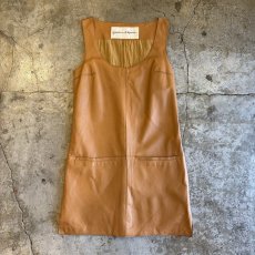 画像1: LAMB SKIN LEATHER DESIGN N/S ONE-PIECE / Ladies S~M / MADE IN USA (1)