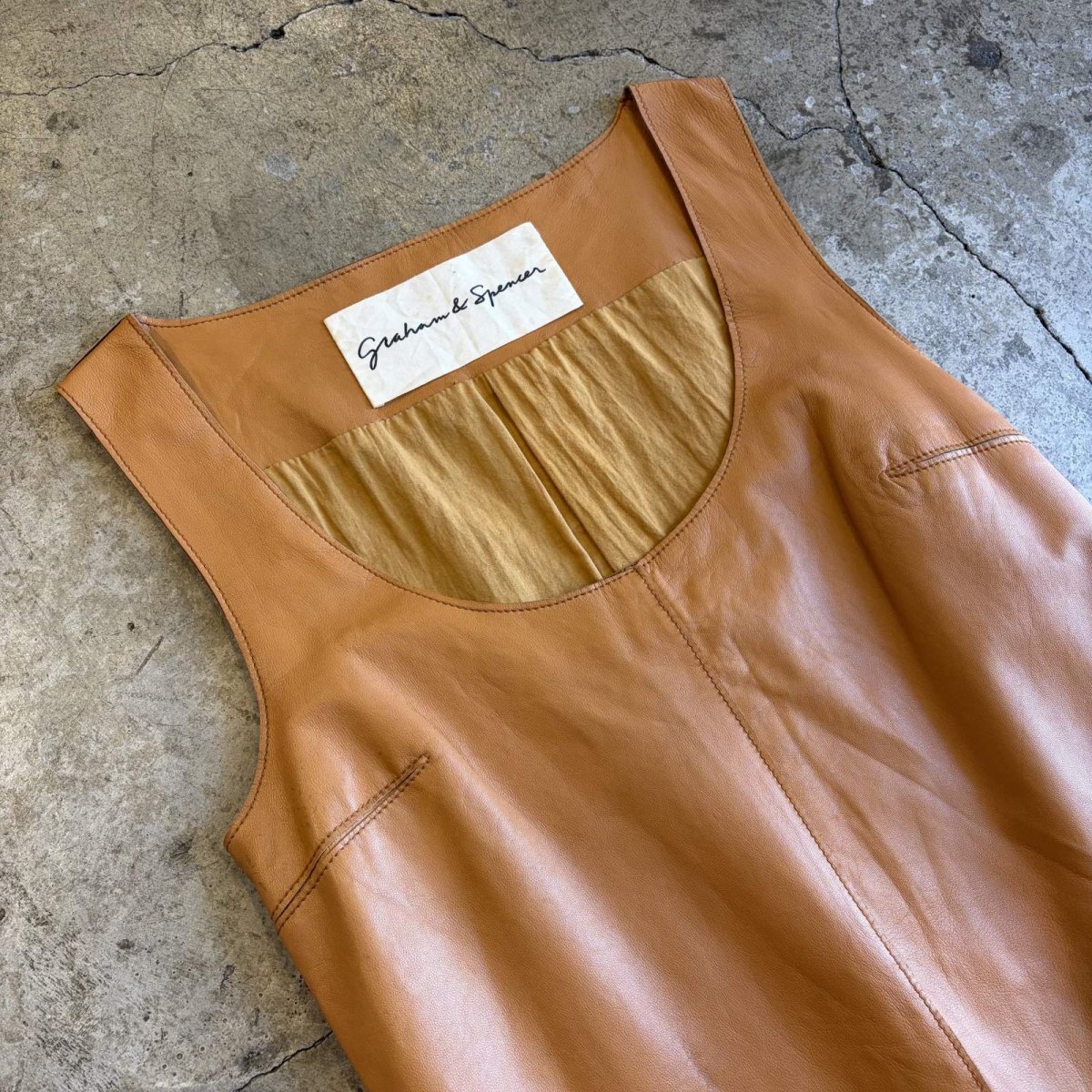 画像3: LAMB SKIN LEATHER DESIGN N/S ONE-PIECE / Ladies S~M / MADE IN USA (3)