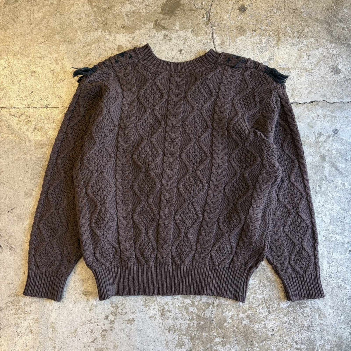 画像2: V NECK FRINGE POINT DESIGN KNIT SWEATER / Ladies M (2)