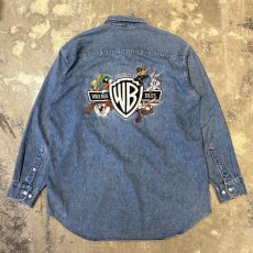 画像1: "LOONEY TUNES" BACK CHARACTER EMBROIDERY L/S SHIRT / Mens M(L~XL) (1)