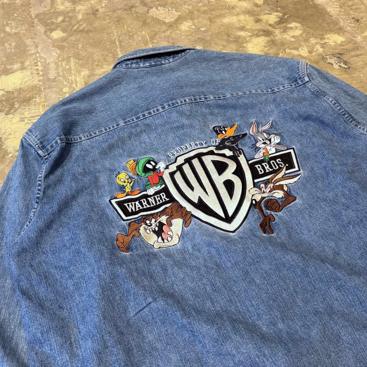 画像9: "LOONEY TUNES" BACK CHARACTER EMBROIDERY L/S SHIRT / Mens M(L~XL) (9)