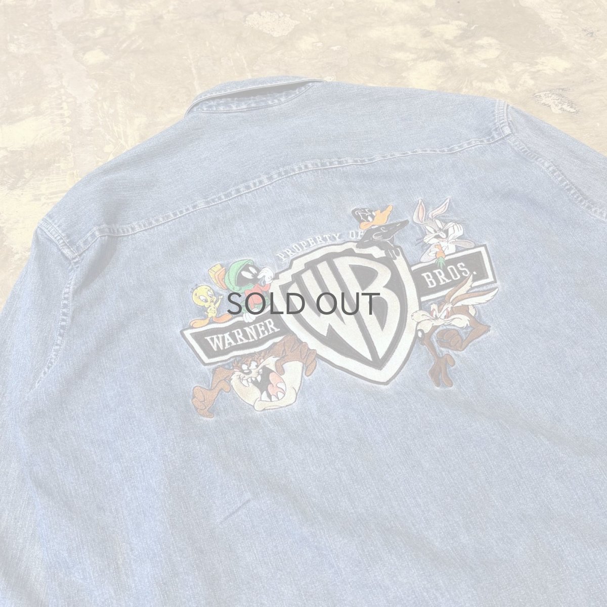 画像9: "LOONEY TUNES" BACK CHARACTER EMBROIDERY L/S SHIRT / Mens M(L~XL) (9)