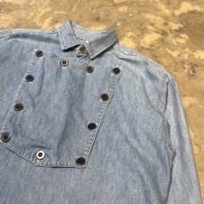 画像5: FRONT DETACHABLE BUTTON FLAP DENIM L/S SHIRT / Mens M(L) (5)