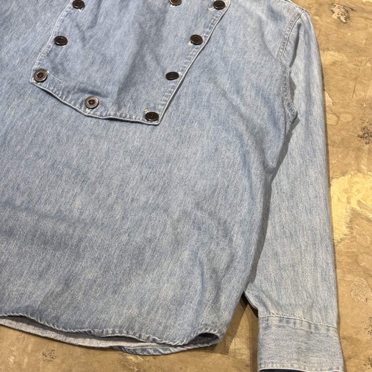 画像7: FRONT DETACHABLE BUTTON FLAP DENIM L/S SHIRT / Mens M(L) (7)