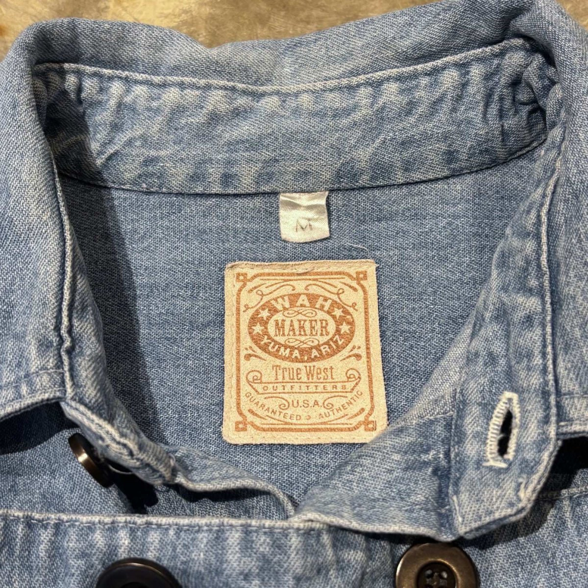 画像12: FRONT DETACHABLE BUTTON FLAP DENIM L/S SHIRT / Mens M(L) (12)