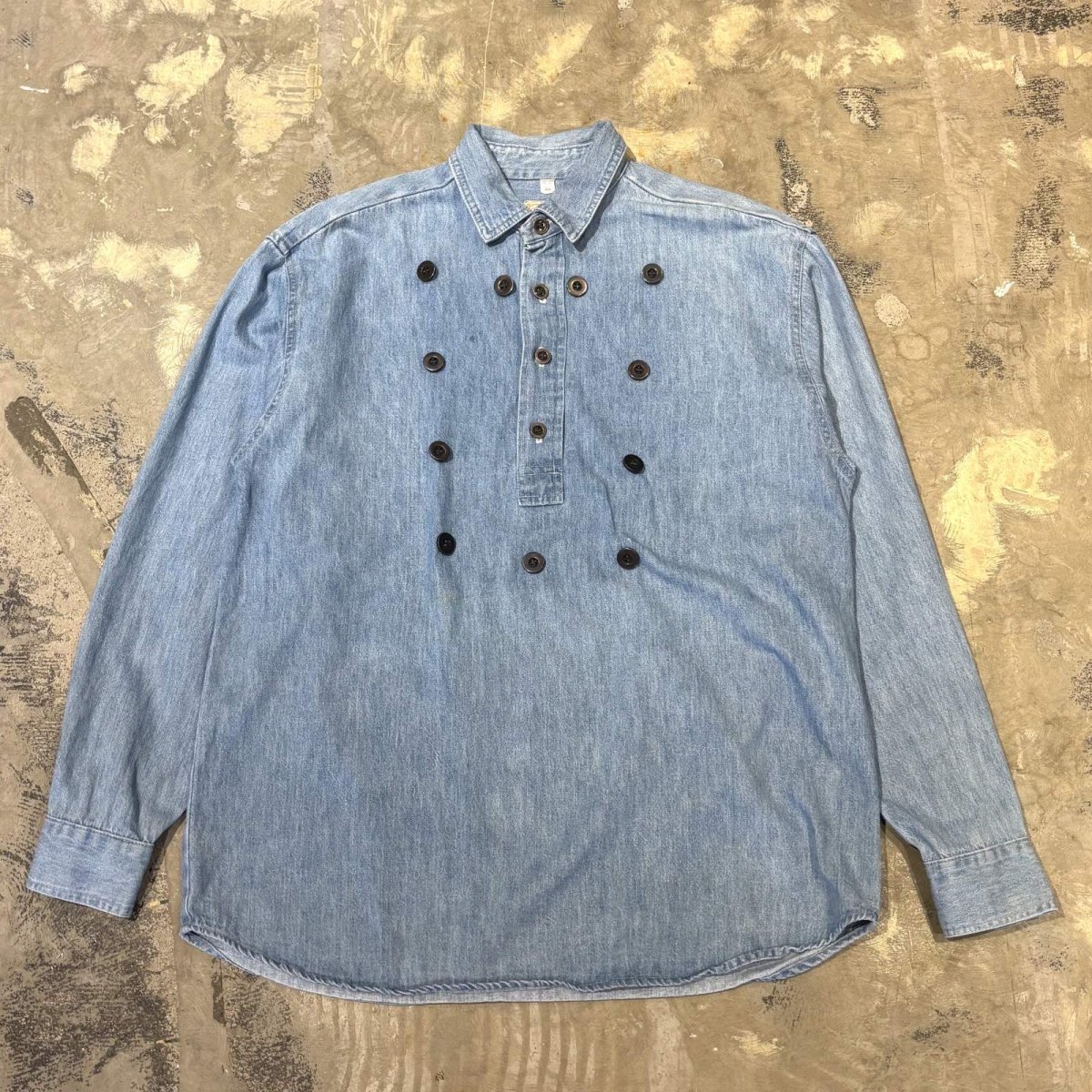 画像3: FRONT DETACHABLE BUTTON FLAP DENIM L/S SHIRT / Mens M(L) (3)