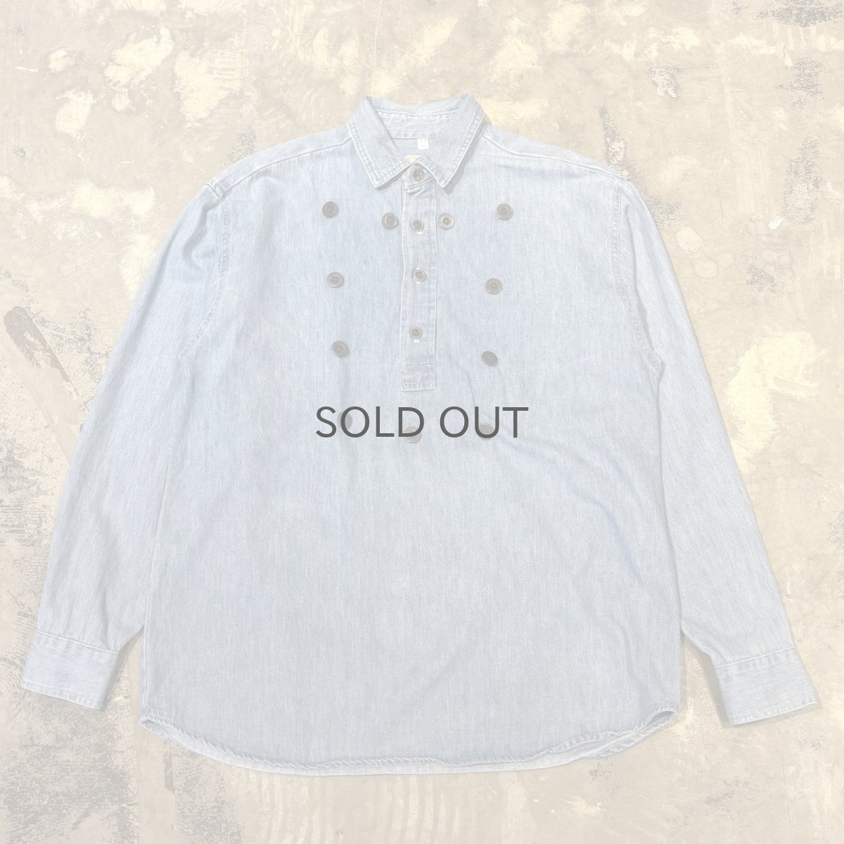 画像3: FRONT DETACHABLE BUTTON FLAP DENIM L/S SHIRT / Mens M(L) (3)