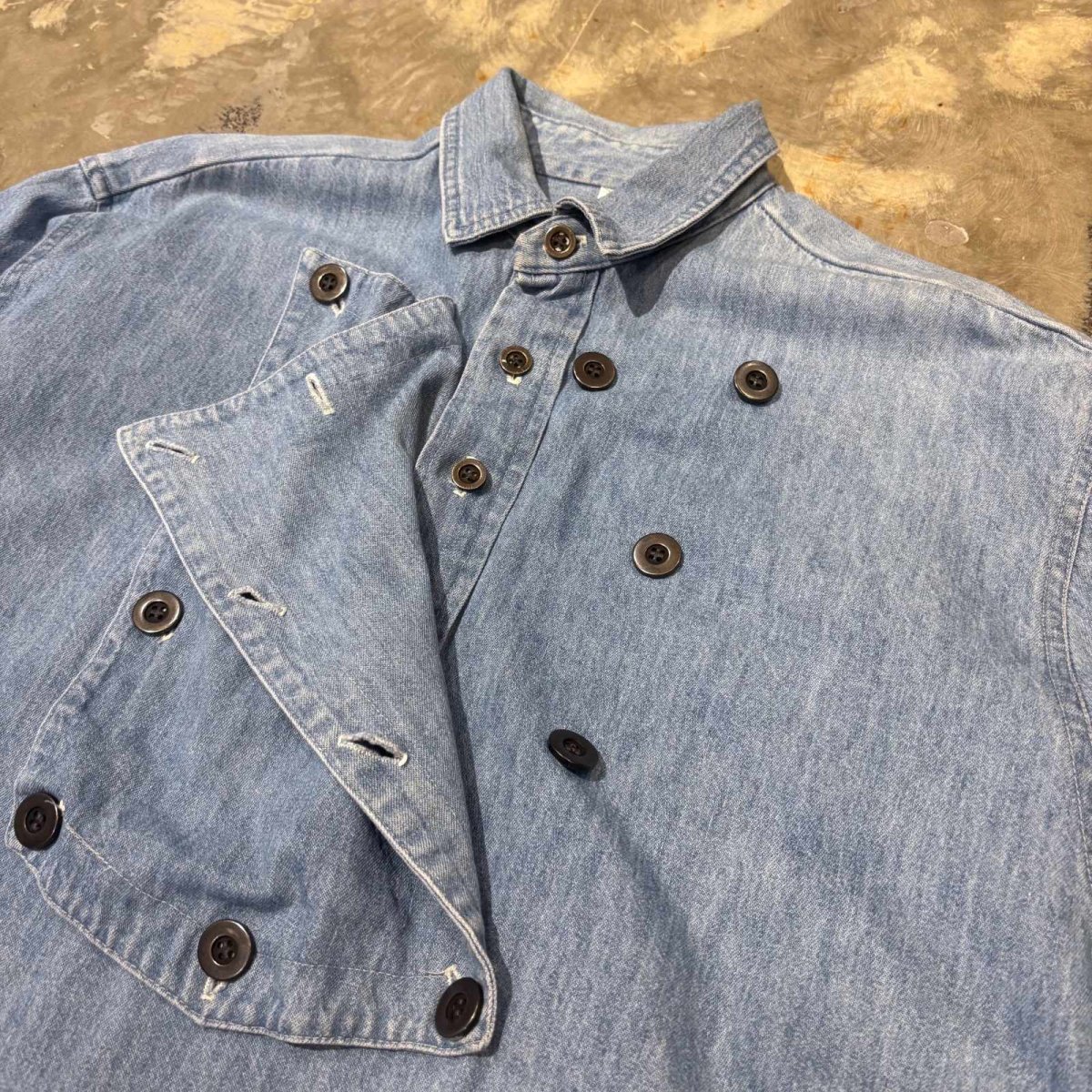 画像11: FRONT DETACHABLE BUTTON FLAP DENIM L/S SHIRT / Mens M(L) (11)