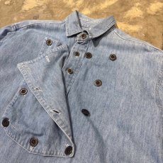 画像11: FRONT DETACHABLE BUTTON FLAP DENIM L/S SHIRT / Mens M(L) (11)
