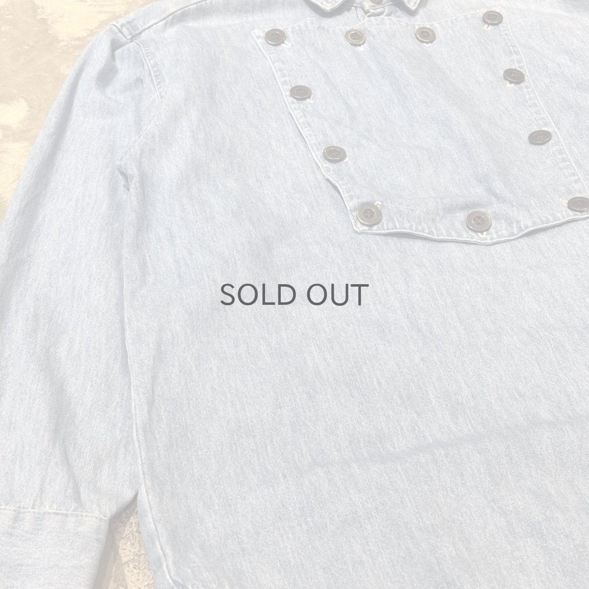 画像6: FRONT DETACHABLE BUTTON FLAP DENIM L/S SHIRT / Mens M(L) (6)