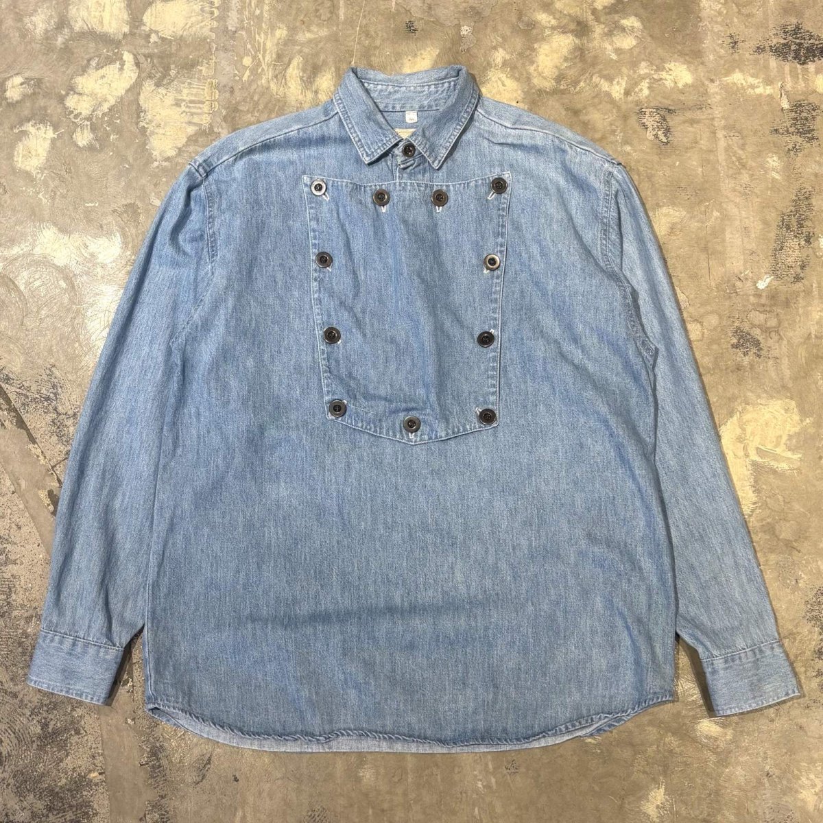 画像1: FRONT DETACHABLE BUTTON FLAP DENIM L/S SHIRT / Mens M(L) (1)