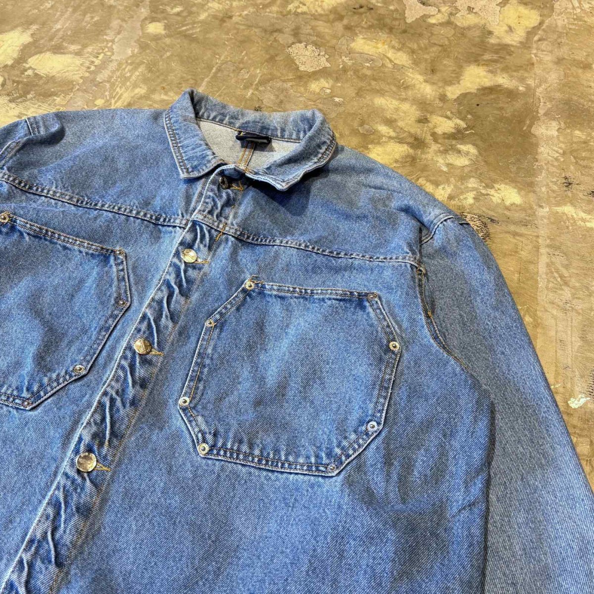 画像4: OCTAGON SHAPE POCKET DENIM JACKET / Mens XL / MADE IN USA (4)