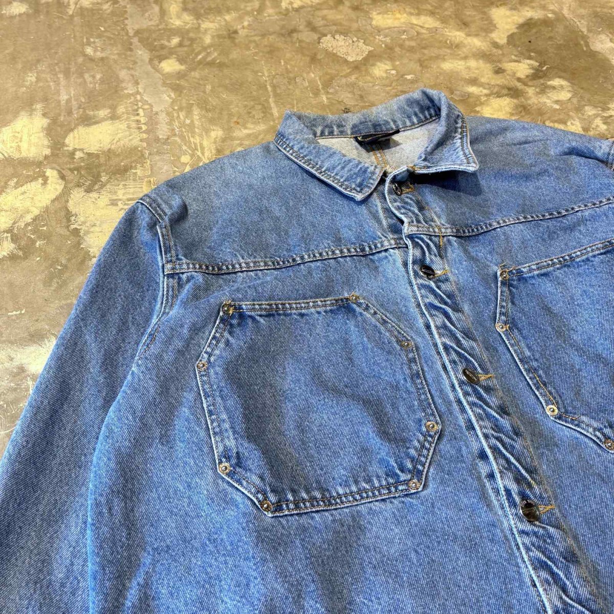 画像3: OCTAGON SHAPE POCKET DENIM JACKET / Mens XL / MADE IN USA (3)