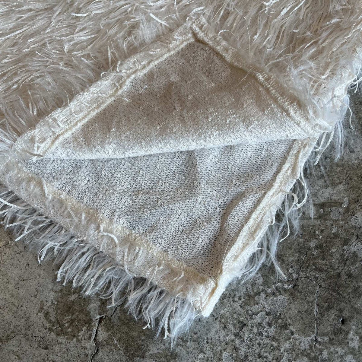 画像5: WHITE COLOR ALL OVER SAGGY DESIGN LONG VEST / Ladies M (5)