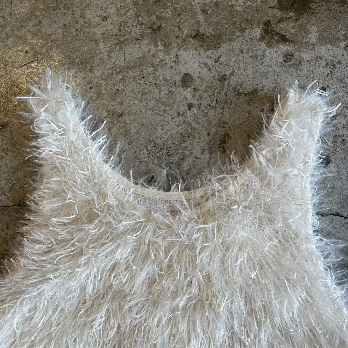 画像6: WHITE COLOR ALL OVER SAGGY DESIGN LONG VEST / Ladies M (6)