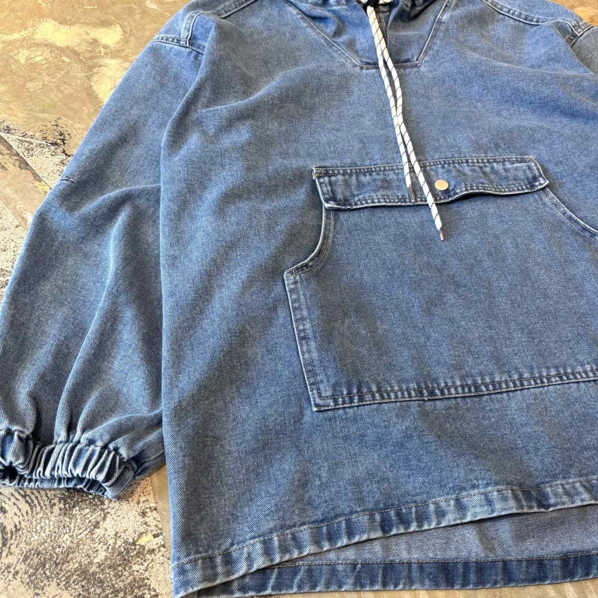 画像5: PULLOVER STYLE HOODIE DENIM JACKET / Mens L (5)