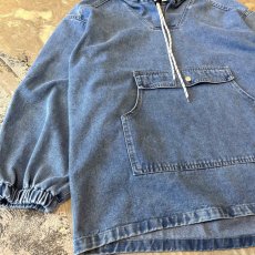 画像5: PULLOVER STYLE HOODIE DENIM JACKET / Mens L (5)