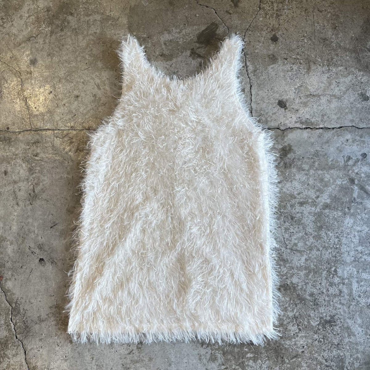 画像2: WHITE COLOR ALL OVER SAGGY DESIGN LONG VEST / Ladies M (2)