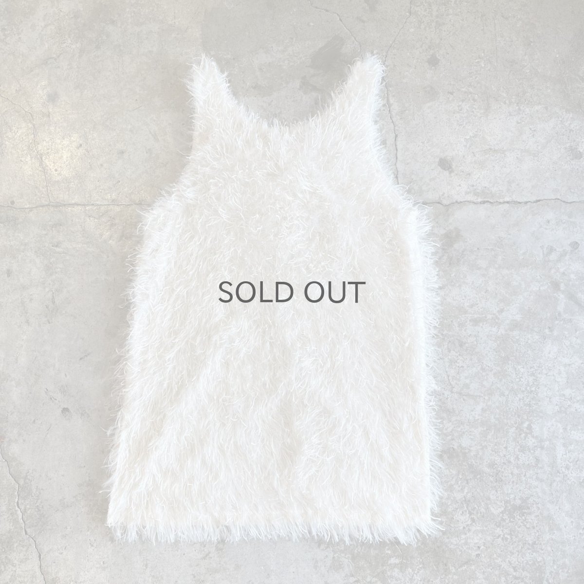 画像2: WHITE COLOR ALL OVER SAGGY DESIGN LONG VEST / Ladies M (2)