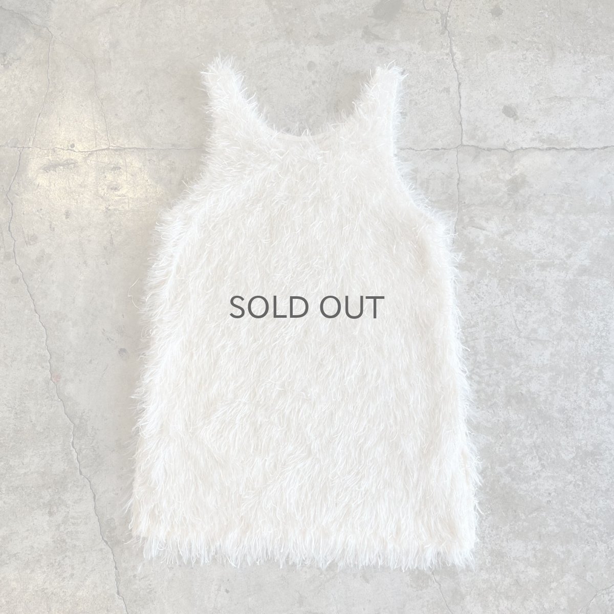 画像1: WHITE COLOR ALL OVER SAGGY DESIGN LONG VEST / Ladies M (1)