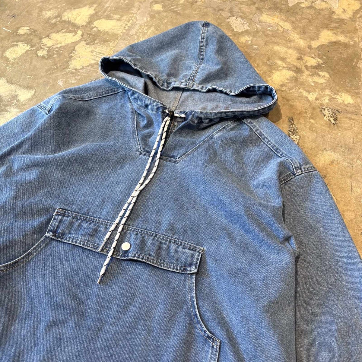 画像4: PULLOVER STYLE HOODIE DENIM JACKET / Mens L (4)