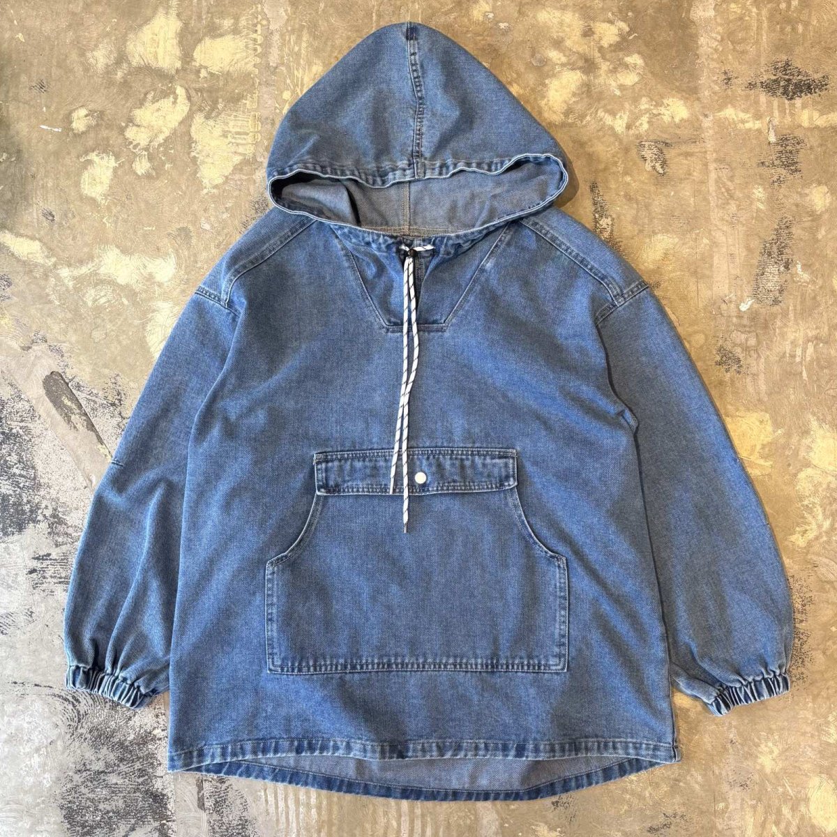 画像1: PULLOVER STYLE HOODIE DENIM JACKET / Mens L (1)