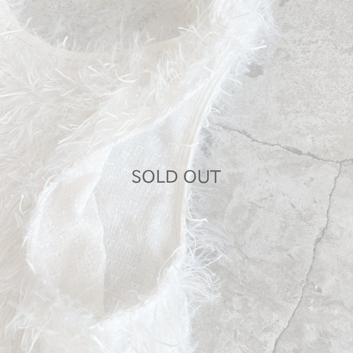 画像9: WHITE COLOR ALL OVER SAGGY DESIGN LONG VEST / Ladies M (9)