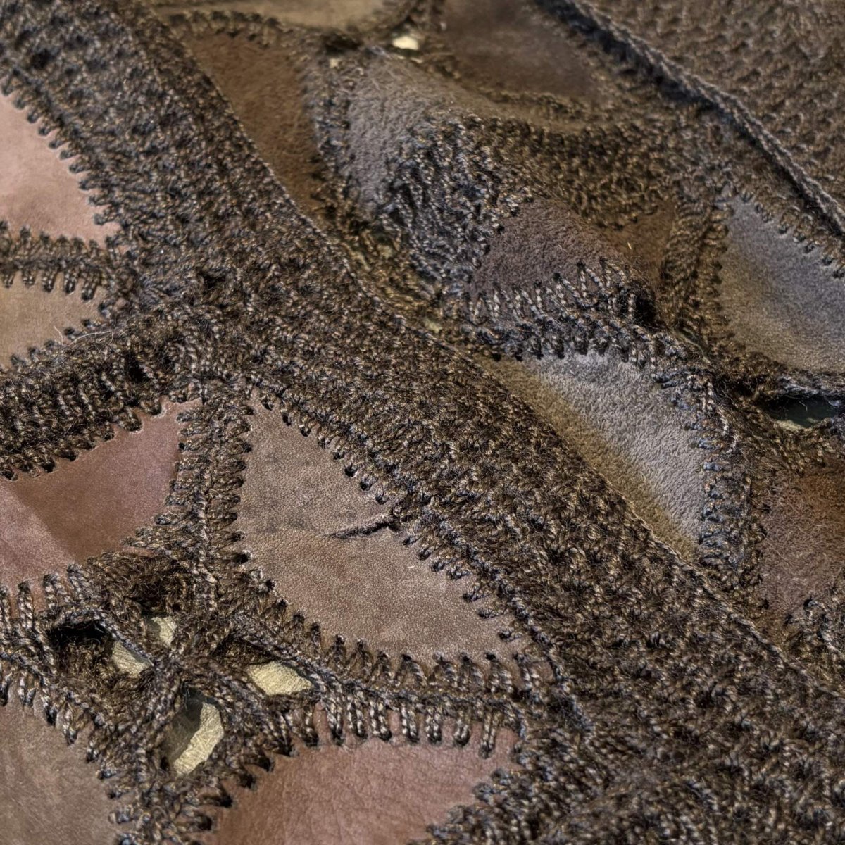 画像10: SUEDE LEATHER PATCHWORK & LACE UP CARDIGAN / Mens XL (10)