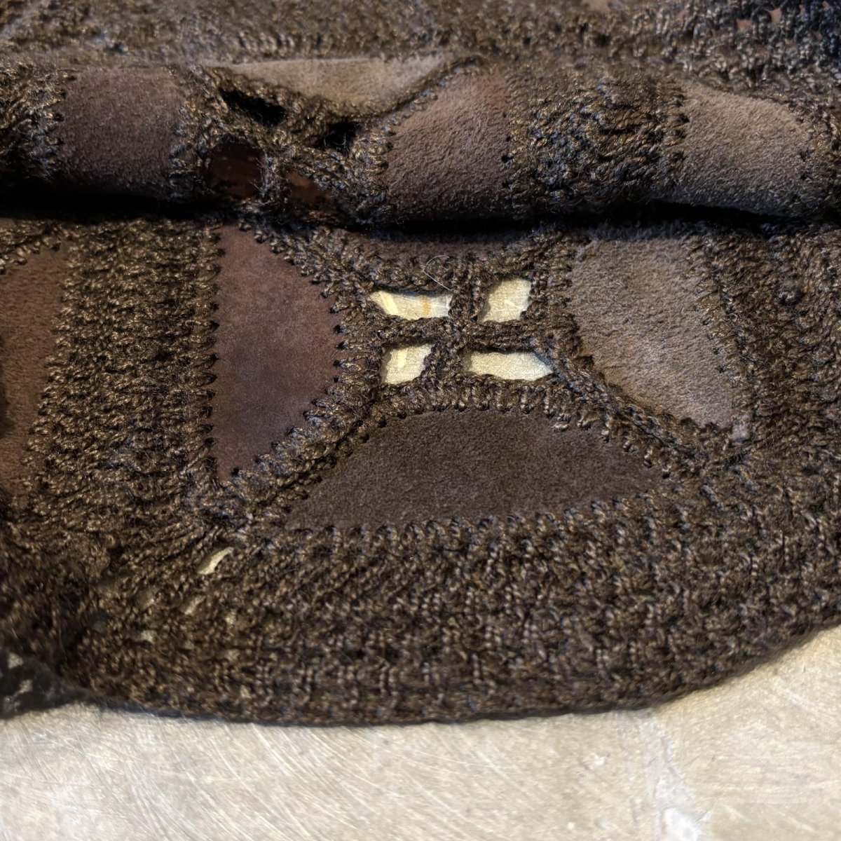 画像8: SUEDE LEATHER PATCHWORK & LACE UP CARDIGAN / Mens XL (8)