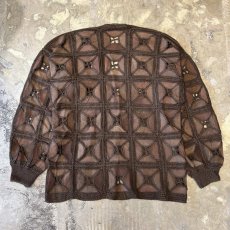 画像2: SUEDE LEATHER PATCHWORK & LACE UP CARDIGAN / Mens XL (2)
