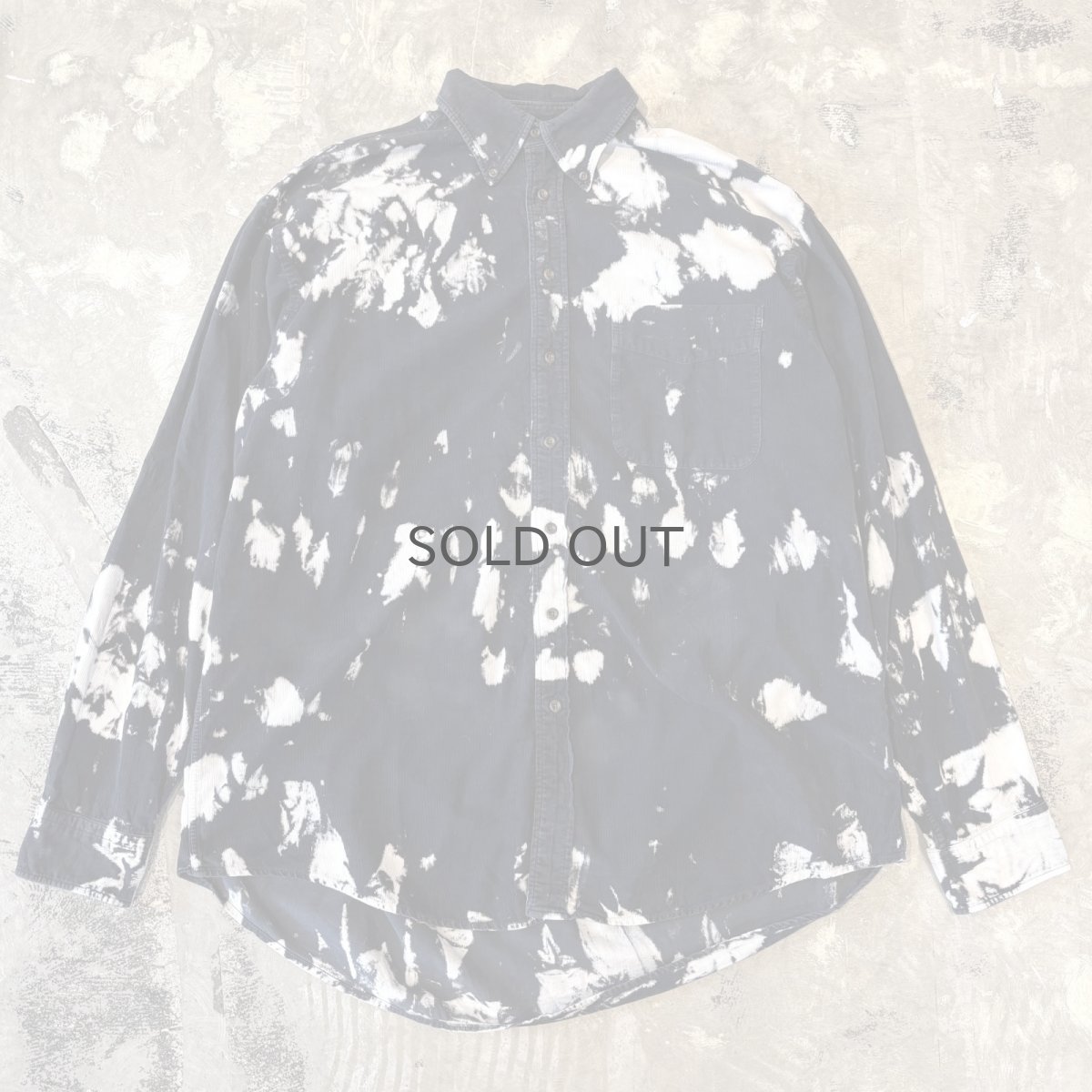 画像1: MONOCHROME BLEACHED PATTERN CORDUROY L/S SHIRT / Mens XL (1)