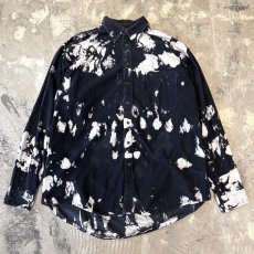 画像1: MONOCHROME BLEACHED PATTERN CORDUROY L/S SHIRT / Mens XL (1)