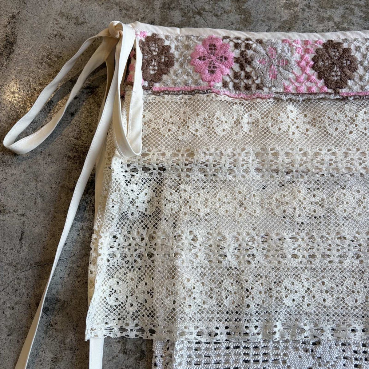 画像4: 【Wiz&Witch】"WANDERER" VINTAGE LACE MIX WRAP SKIRT / FREE (4)