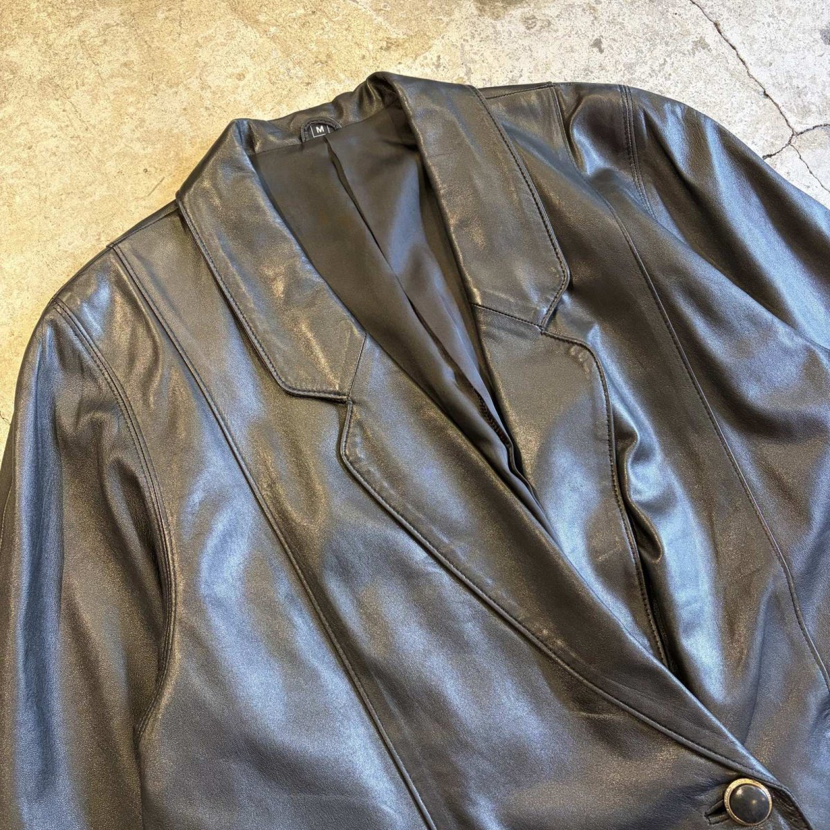 画像3: BLACK COLOR LEATHER DOUBLE DESIGN JACKET / Ladies M(L) (3)