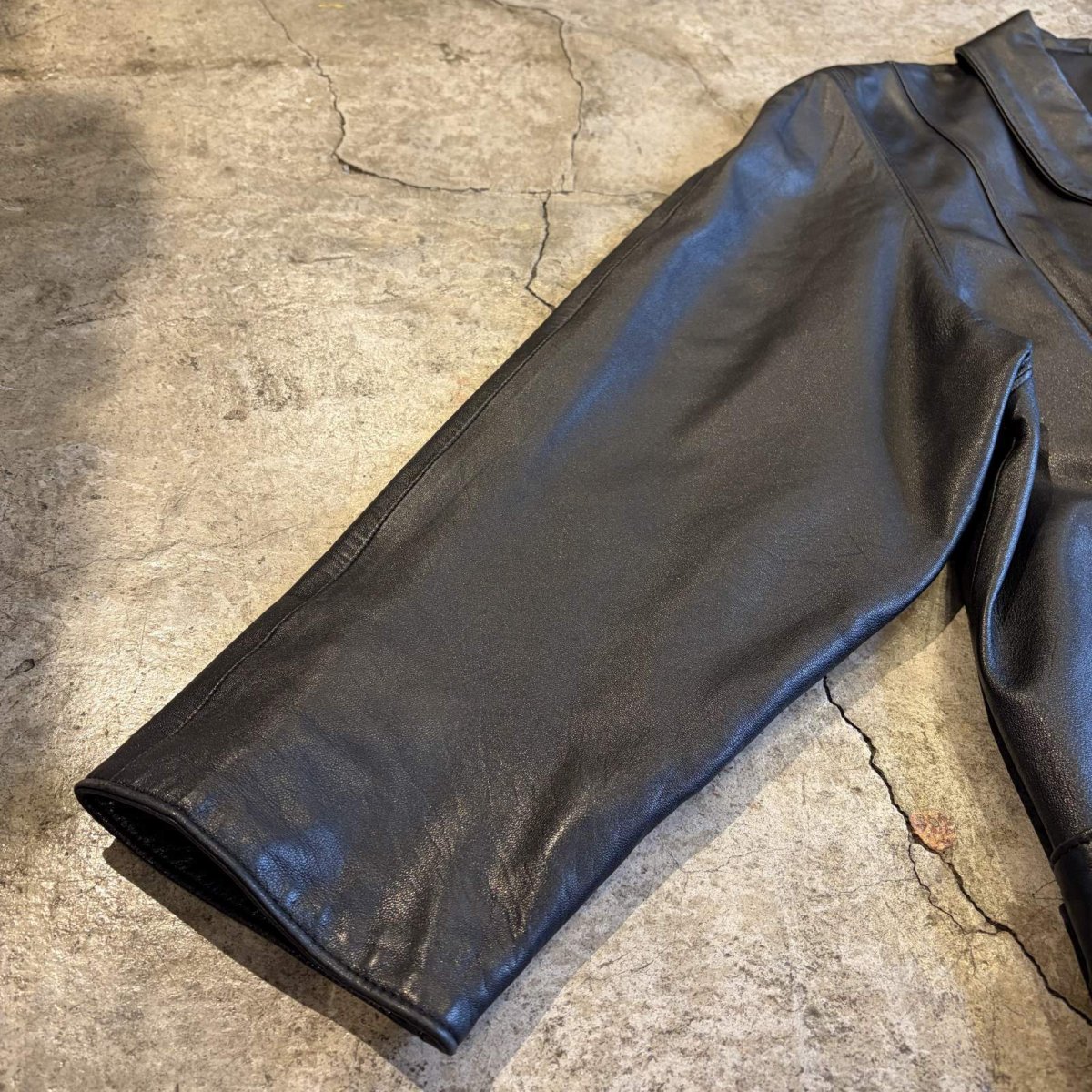 画像6: BLACK COLOR LEATHER DOUBLE DESIGN JACKET / Ladies M(L) (6)