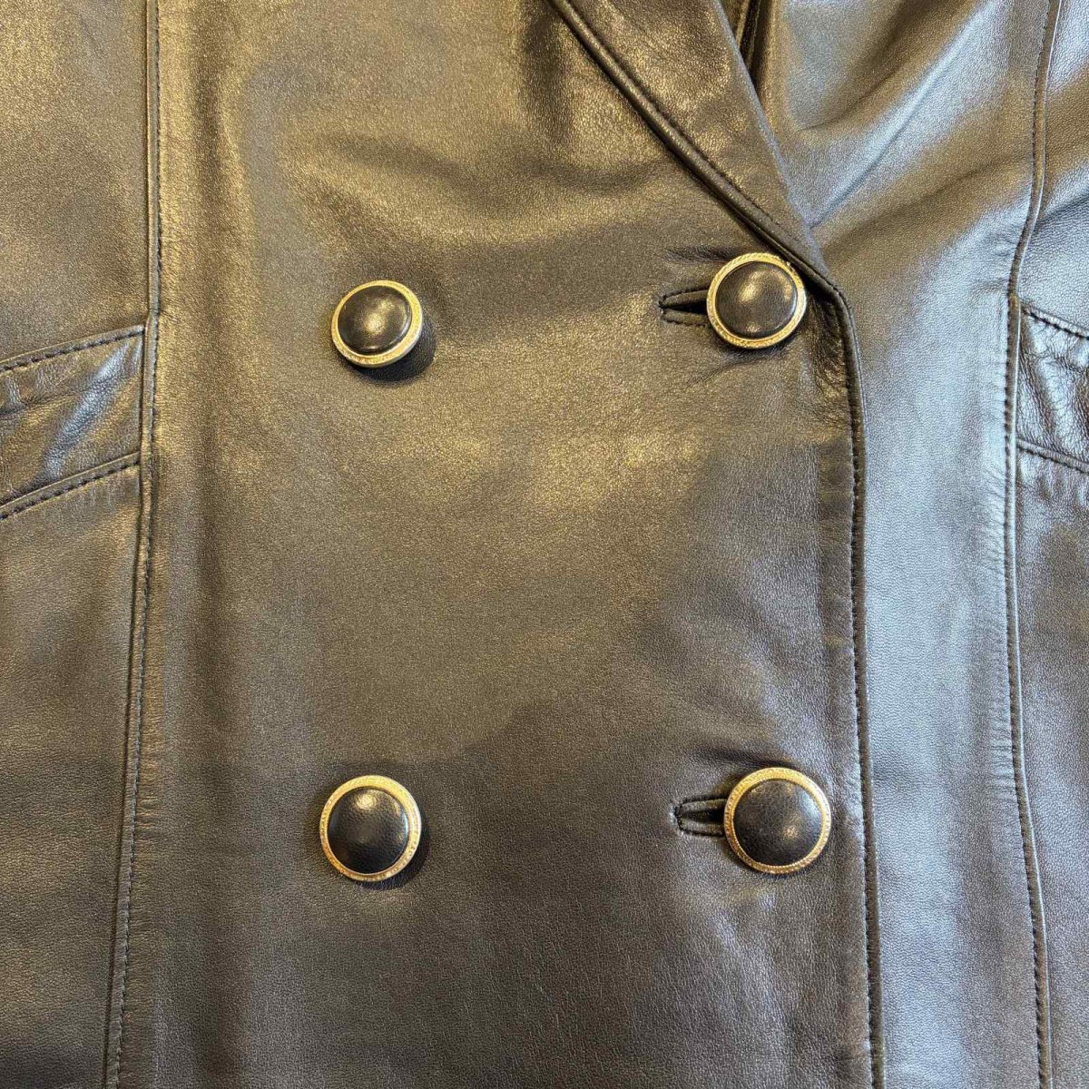 画像4: BLACK COLOR LEATHER DOUBLE DESIGN JACKET / Ladies M(L) (4)