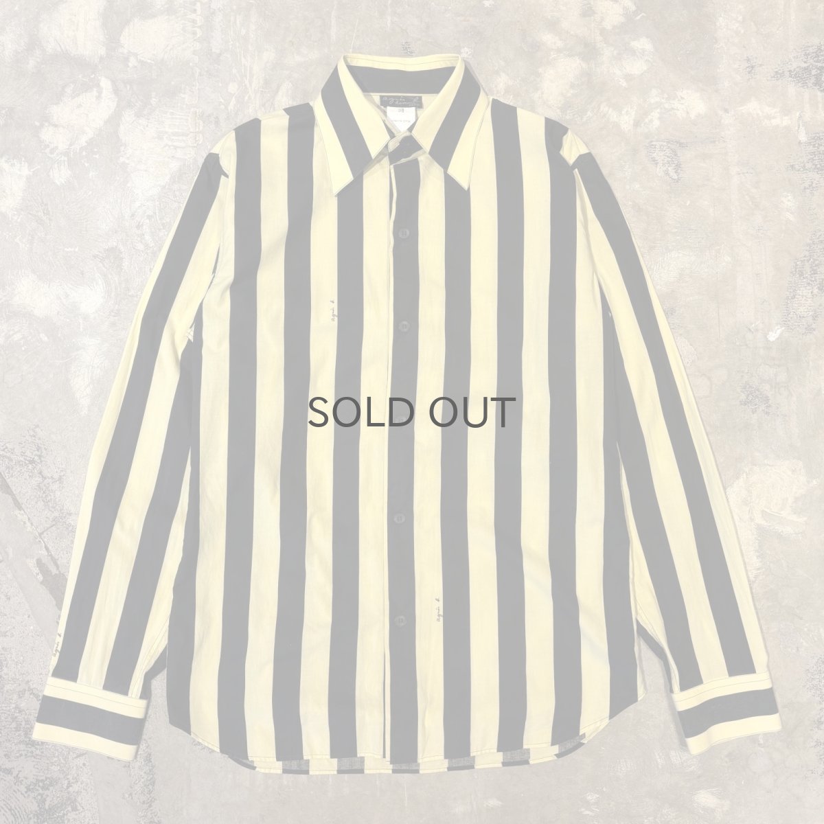 画像1: 【agnes b.】BICOLOR STRIOE PATTERN COTTON L/S SHIRT / Mens L (1)