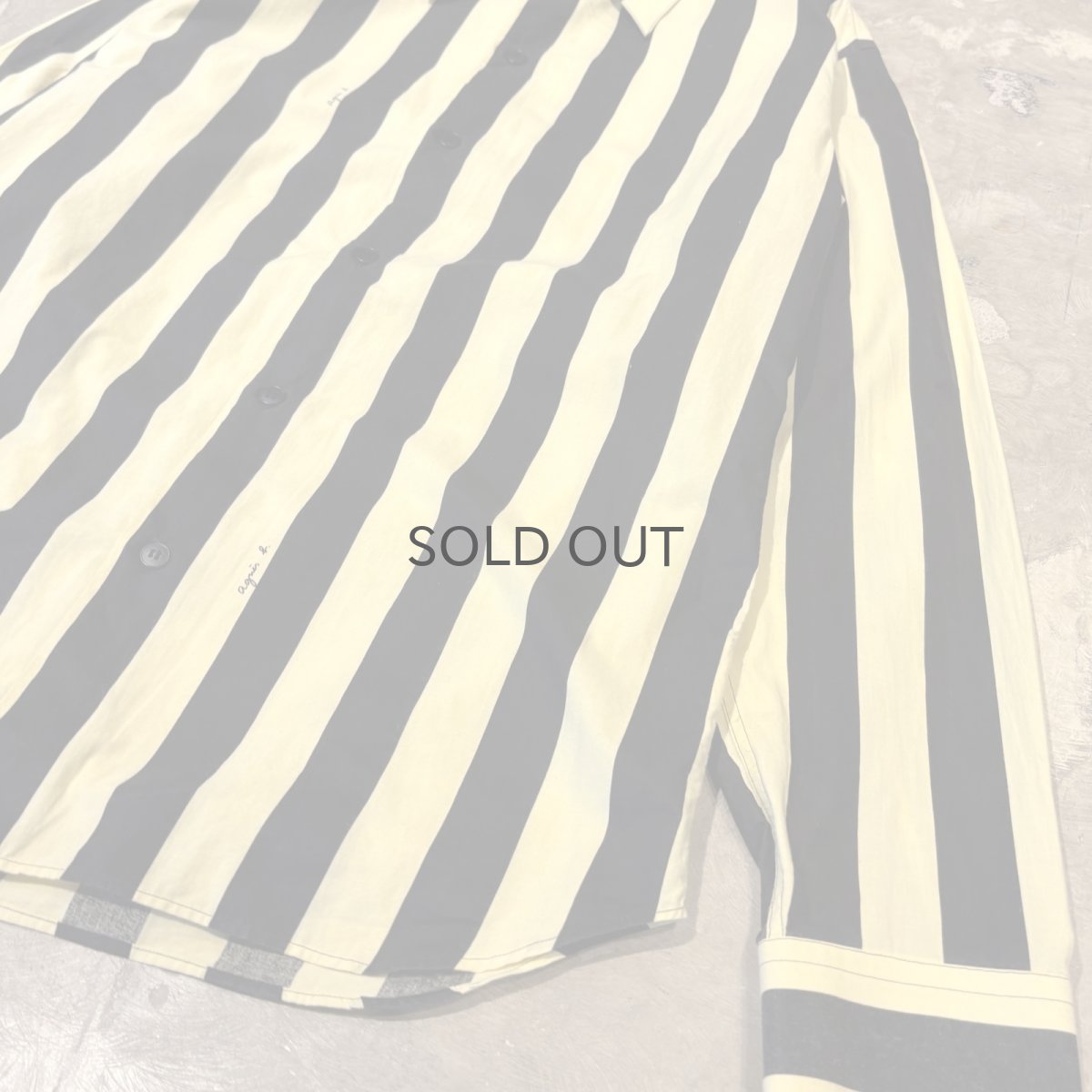 画像6: 【agnes b.】BICOLOR STRIOE PATTERN COTTON L/S SHIRT / Mens L (6)