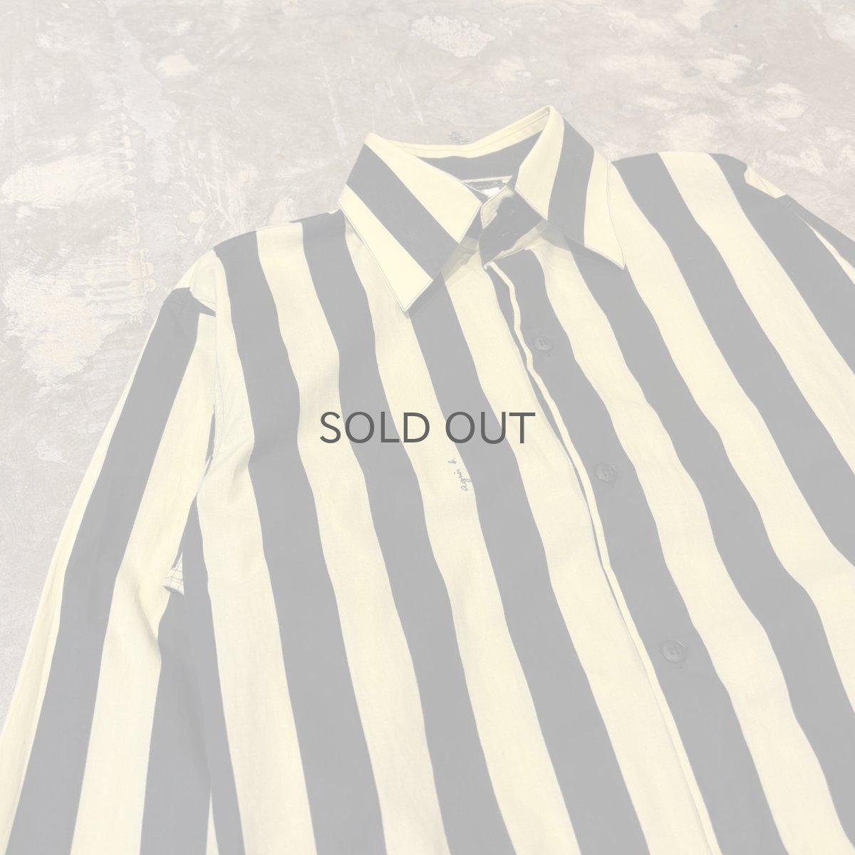 画像3: 【agnes b.】BICOLOR STRIOE PATTERN COTTON L/S SHIRT / Mens L (3)