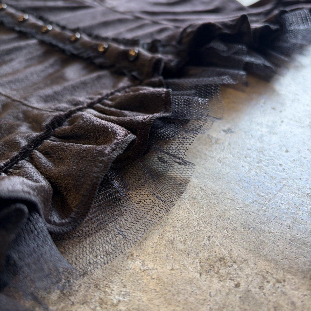 画像11: VELVET FRONT BUTTON BLACK COLOR LINGERIE DESIGN CAMISOLE / Ladies M (11)