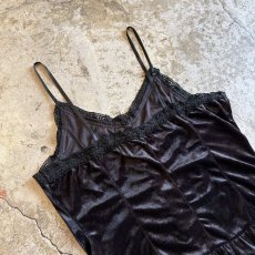 画像9: VELVET FRONT BUTTON BLACK COLOR LINGERIE DESIGN CAMISOLE / Ladies M (9)