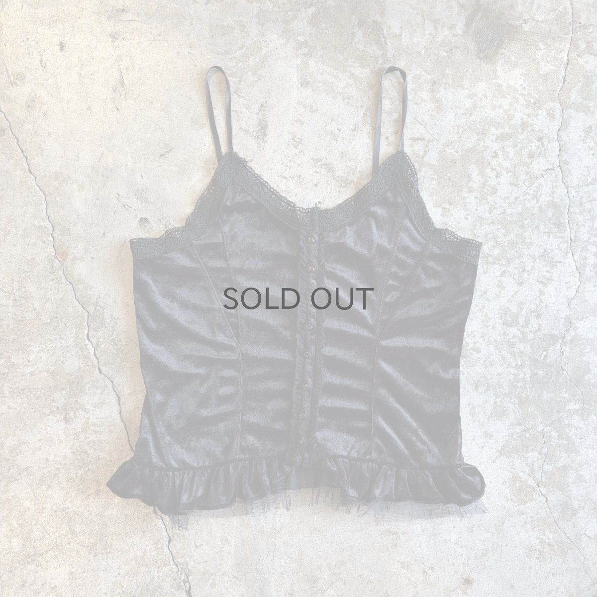 画像1: VELVET FRONT BUTTON BLACK COLOR LINGERIE DESIGN CAMISOLE / Ladies M (1)