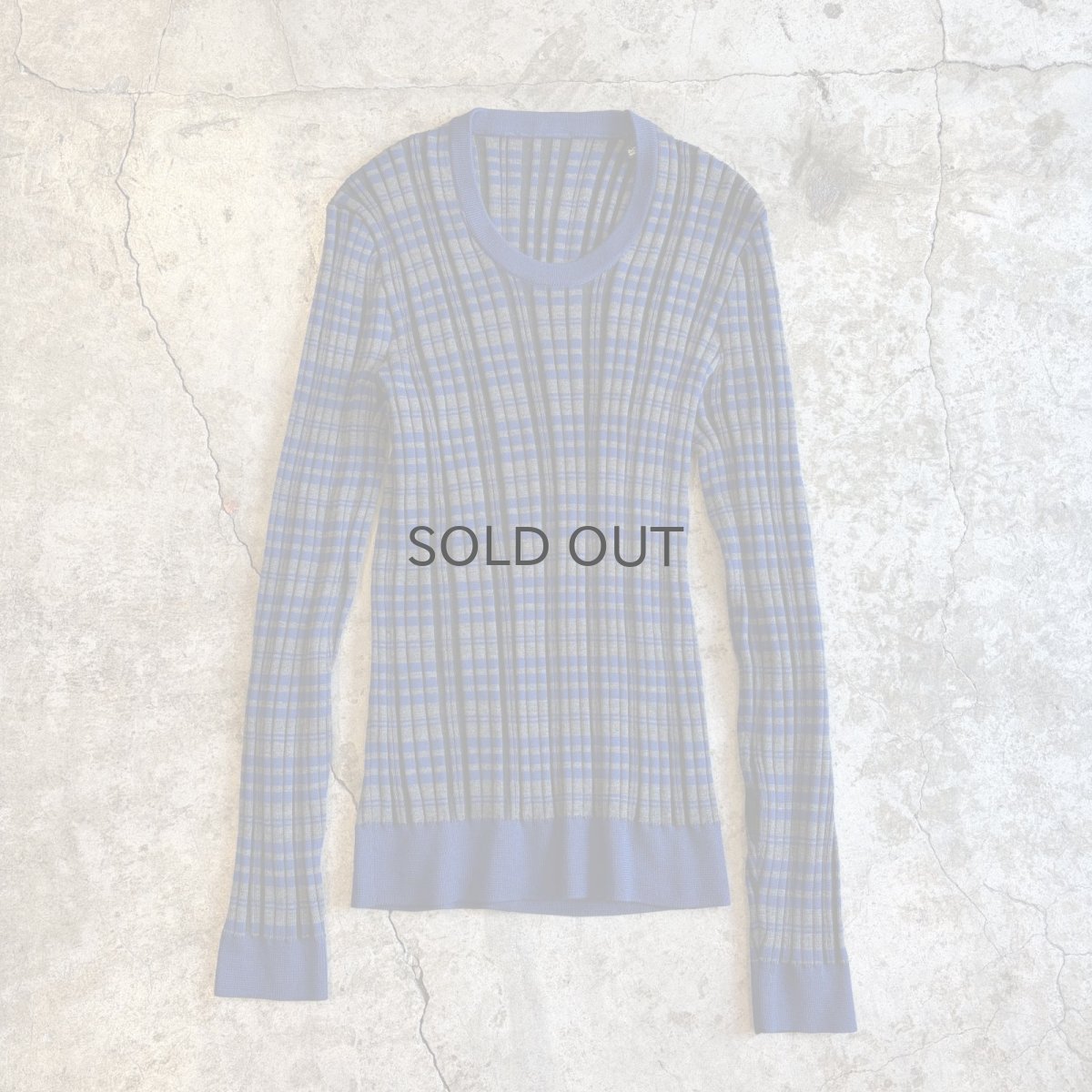 画像1: BODER PATTERN RIB DESIGN COLOR L/S TOPS / Ladies M (1)