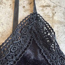 画像7: VELVET FRONT BUTTON BLACK COLOR LINGERIE DESIGN CAMISOLE / Ladies M (7)