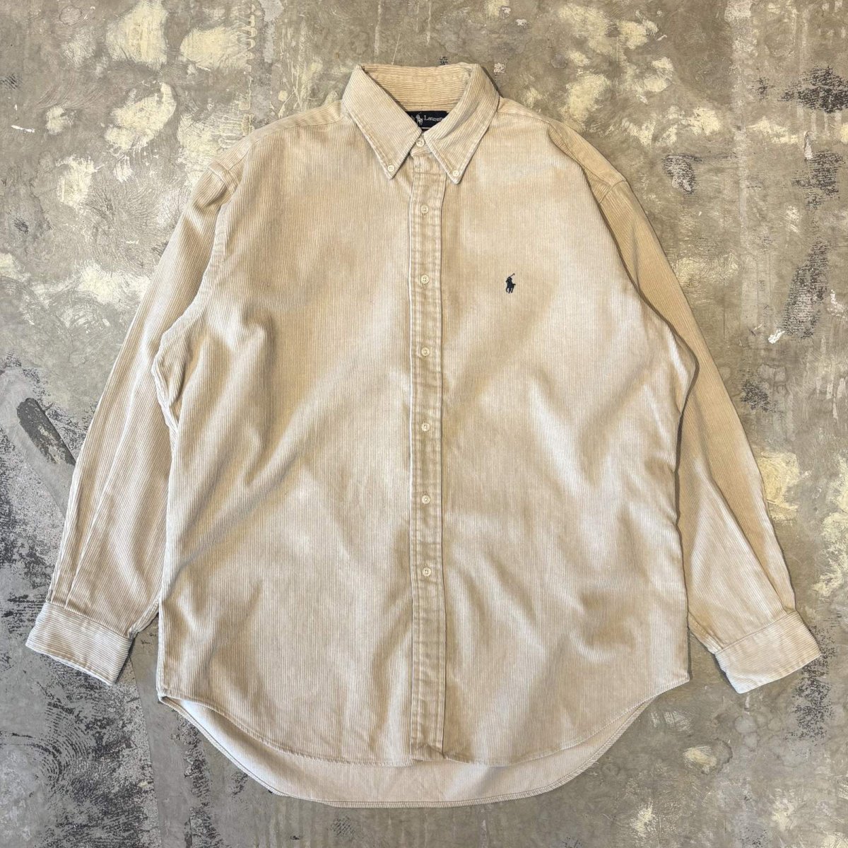 画像1: 【RALPH LAUREN】LOGO EMBROIDERY CORDUROY COTTON L/S SHIRT / Mens M(XL) (1)