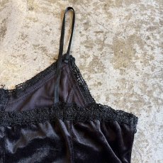 画像10: VELVET FRONT BUTTON BLACK COLOR LINGERIE DESIGN CAMISOLE / Ladies M (10)